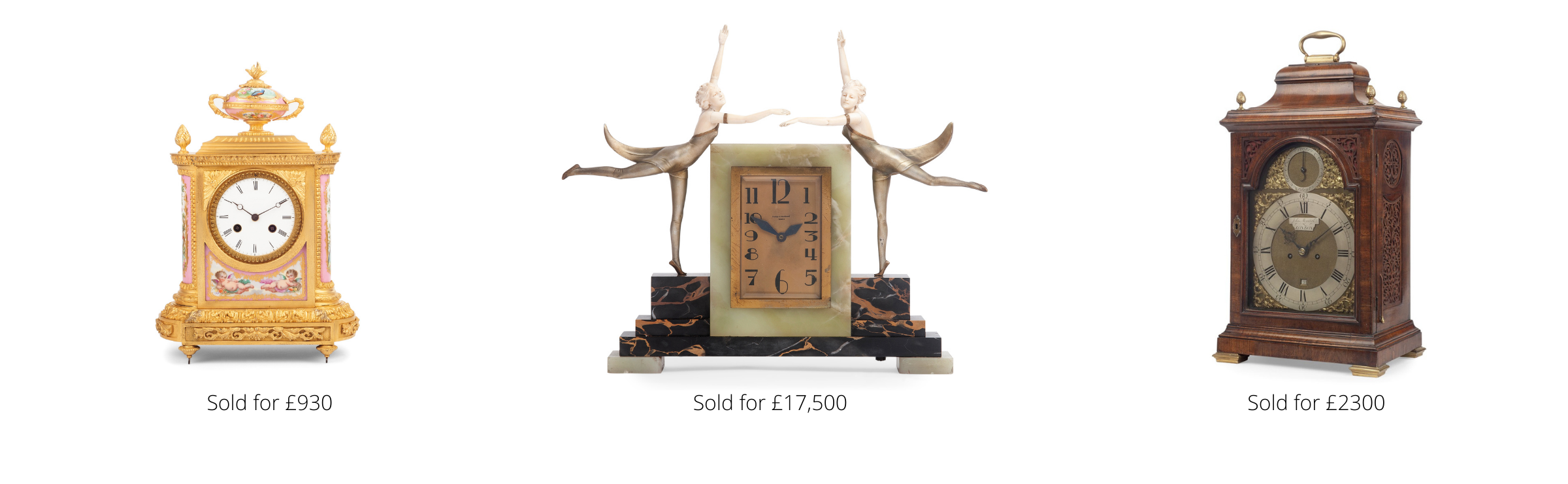 Range of antique clocks